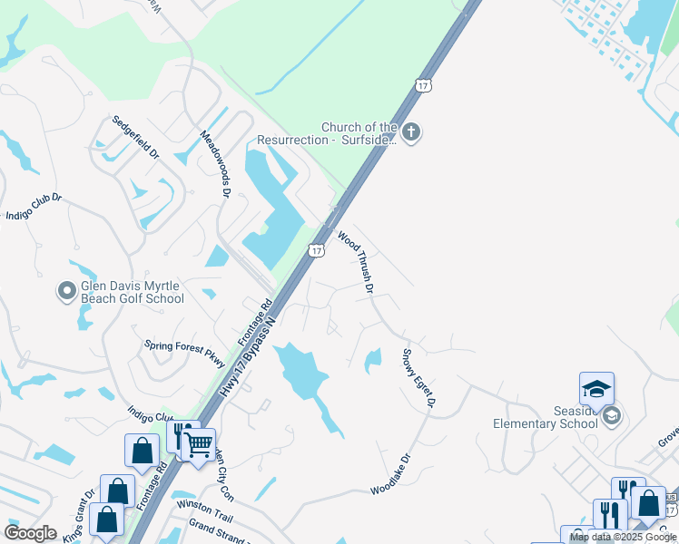 map of restaurants, bars, coffee shops, grocery stores, and more near 7209 Sweetwater Cove in Murrells Inlet