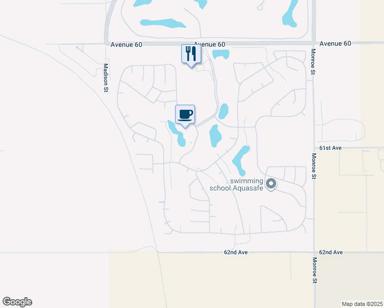 map of restaurants, bars, coffee shops, grocery stores, and more near 61064 Desert Rose Drive in La Quinta