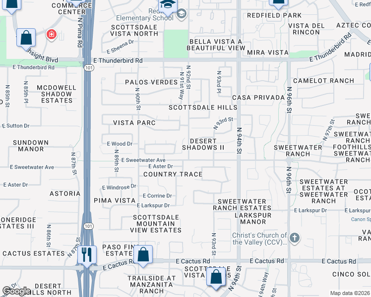 map of restaurants, bars, coffee shops, grocery stores, and more near 9133 East Captain Dreyfus Avenue in Scottsdale