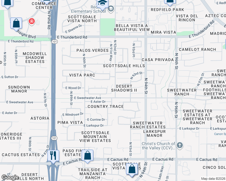 map of restaurants, bars, coffee shops, grocery stores, and more near 9133 East Captain Dreyfus Avenue in Scottsdale