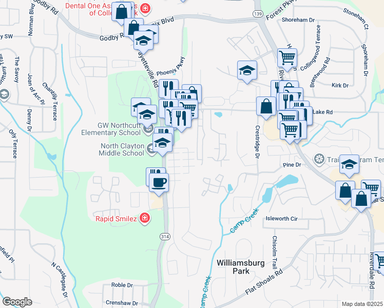map of restaurants, bars, coffee shops, grocery stores, and more near 6002 Nile Court in Atlanta