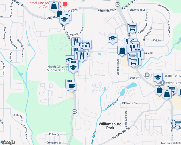map of restaurants, bars, coffee shops, grocery stores, and more near 6002 Nile Court in Atlanta