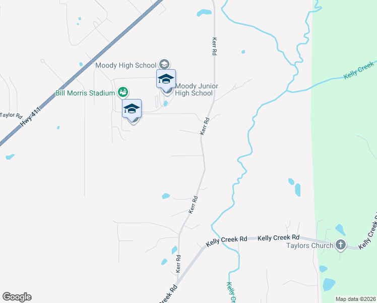 map of restaurants, bars, coffee shops, grocery stores, and more near 906 Brooke Terrace in Moody