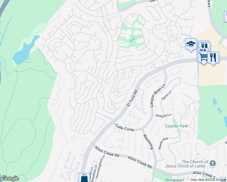 map of restaurants, bars, coffee shops, grocery stores, and more near 3299 Via Carrizo in Laguna Woods