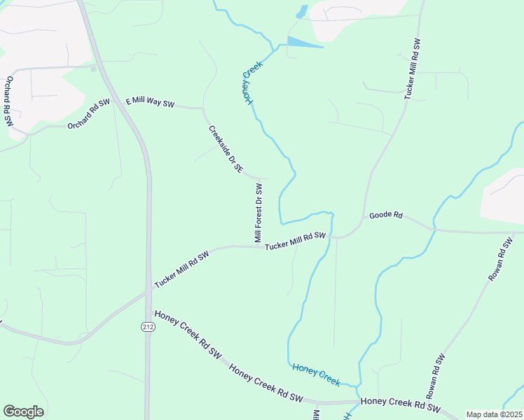 map of restaurants, bars, coffee shops, grocery stores, and more near 3292 Mill Forest Drive Southwest in Conyers