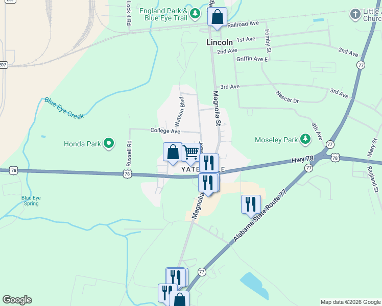 map of restaurants, bars, coffee shops, grocery stores, and more near 61 Gauldin Avenue in Lincoln