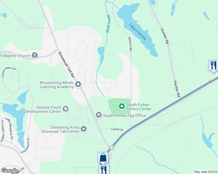 map of restaurants, bars, coffee shops, grocery stores, and more near 5485 Sierra Tr in College Park