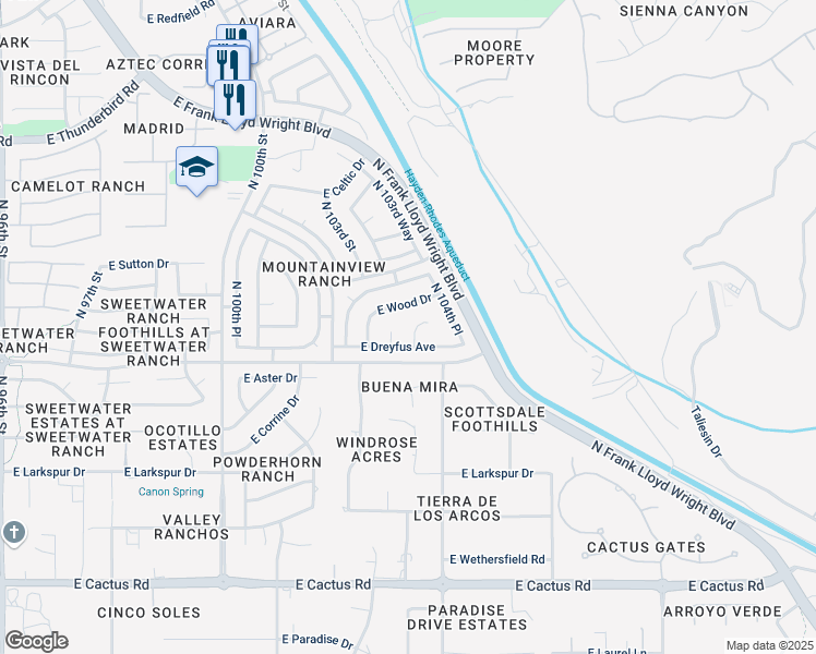 map of restaurants, bars, coffee shops, grocery stores, and more near 10377 East Wood Drive in Scottsdale