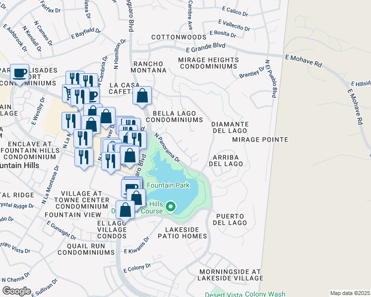 map of restaurants, bars, coffee shops, grocery stores, and more near North Apartment in Fountain Hills