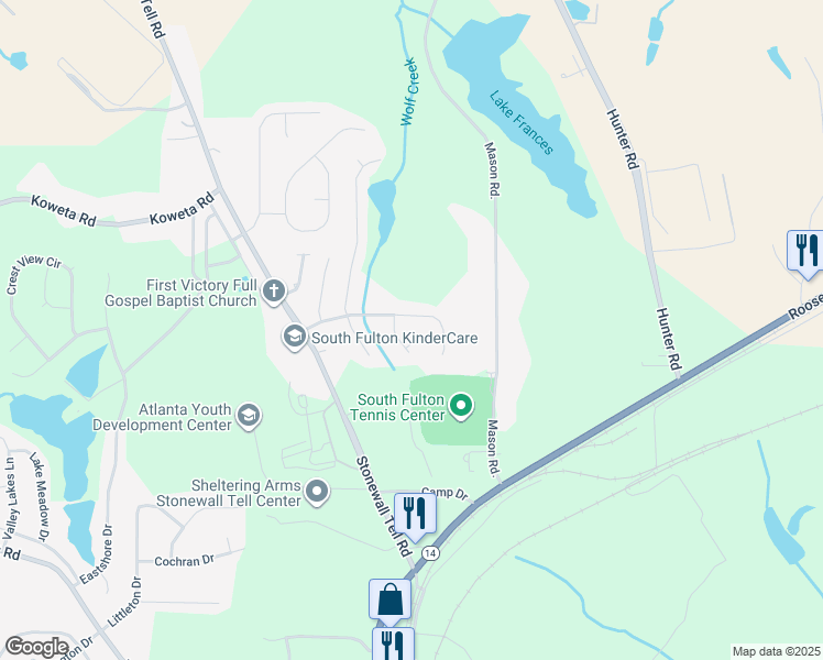 map of restaurants, bars, coffee shops, grocery stores, and more near 5485 Sierra Tr in College Park