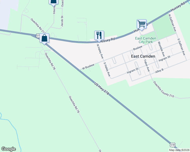 map of restaurants, bars, coffee shops, grocery stores, and more near 108 South Haley Avenue in Camden