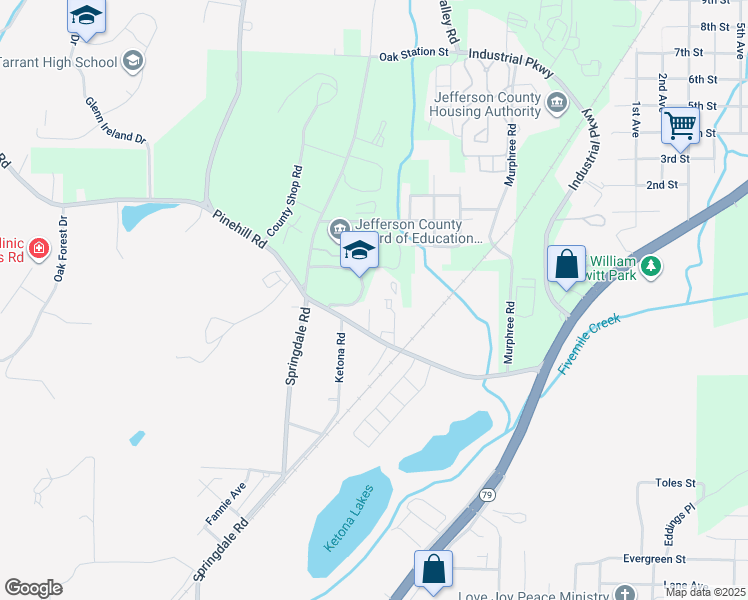 map of restaurants, bars, coffee shops, grocery stores, and more near 50 Long Street in Birmingham