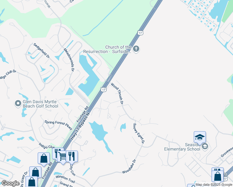 map of restaurants, bars, coffee shops, grocery stores, and more near 4500 Sweetwater Boulevard in Murrells Inlet