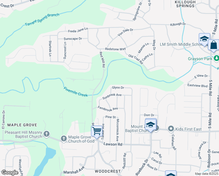 map of restaurants, bars, coffee shops, grocery stores, and more near 407 Glynn Drive in Birmingham