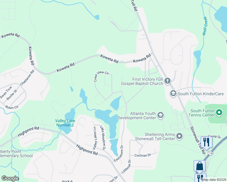 map of restaurants, bars, coffee shops, grocery stores, and more near 8900 Crest View Circle in Union City