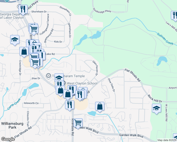 map of restaurants, bars, coffee shops, grocery stores, and more near 1114 Summer Brook Road in Atlanta