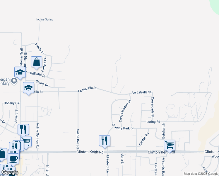 map of restaurants, bars, coffee shops, grocery stores, and more near 35467 Meadow Park Circle in Wildomar