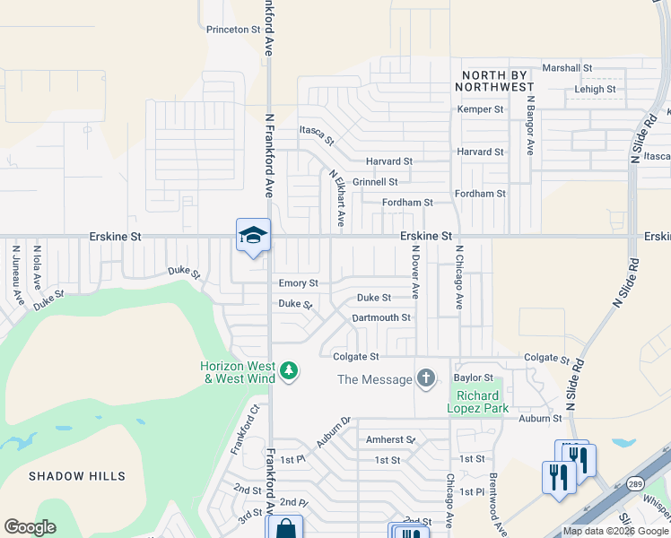 map of restaurants, bars, coffee shops, grocery stores, and more near 511 North Englewood Avenue in Lubbock