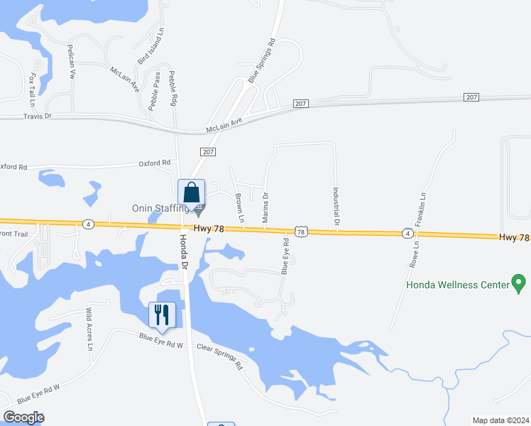 map of restaurants, bars, coffee shops, grocery stores, and more near 54 Marina Drive in Lincoln