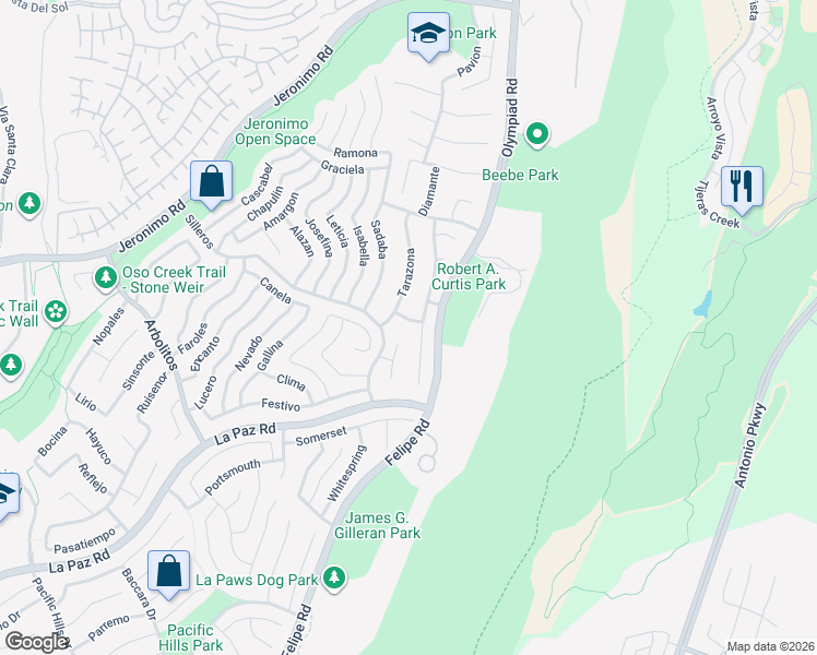 map of restaurants, bars, coffee shops, grocery stores, and more near 28382 Lanuza in Mission Viejo