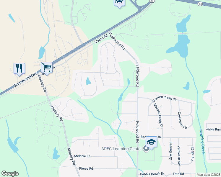 map of restaurants, bars, coffee shops, grocery stores, and more near 3929 Makeover Court in Atlanta