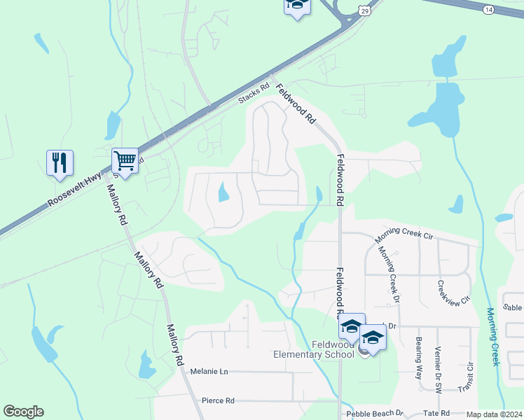 map of restaurants, bars, coffee shops, grocery stores, and more near 3909 Makeover Court in Atlanta