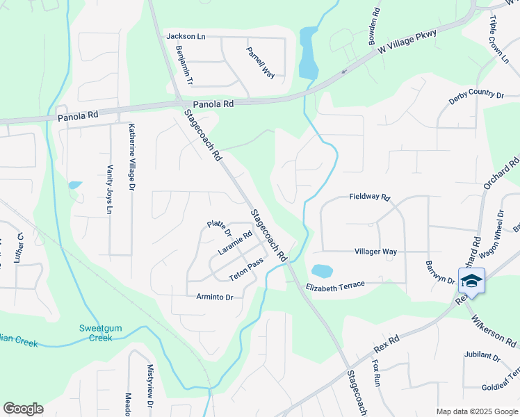 map of restaurants, bars, coffee shops, grocery stores, and more near 5458 Stagecoach Road in Ellenwood
