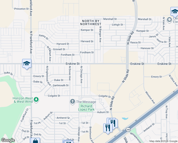 map of restaurants, bars, coffee shops, grocery stores, and more near 530 North Brentwood Avenue in Lubbock