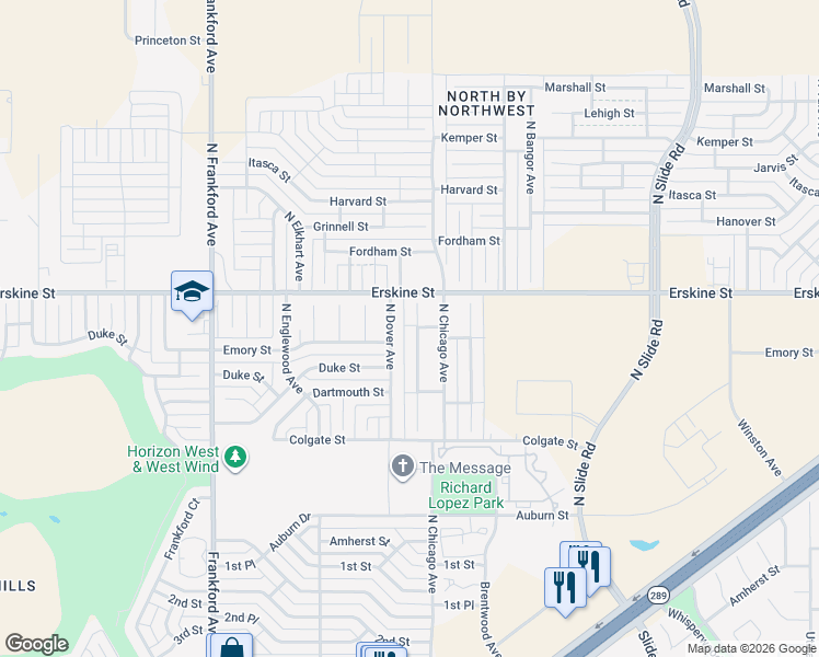 map of restaurants, bars, coffee shops, grocery stores, and more near 530 North Dover Avenue in Lubbock