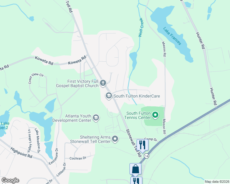 map of restaurants, bars, coffee shops, grocery stores, and more near 4987 Wexford Trail in College Park