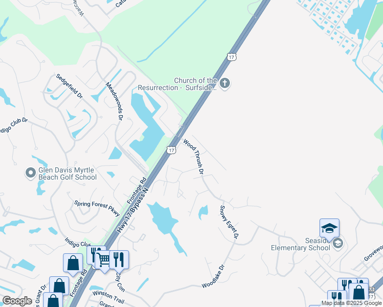 map of restaurants, bars, coffee shops, grocery stores, and more near 2494 Coastline Court in Murrells Inlet