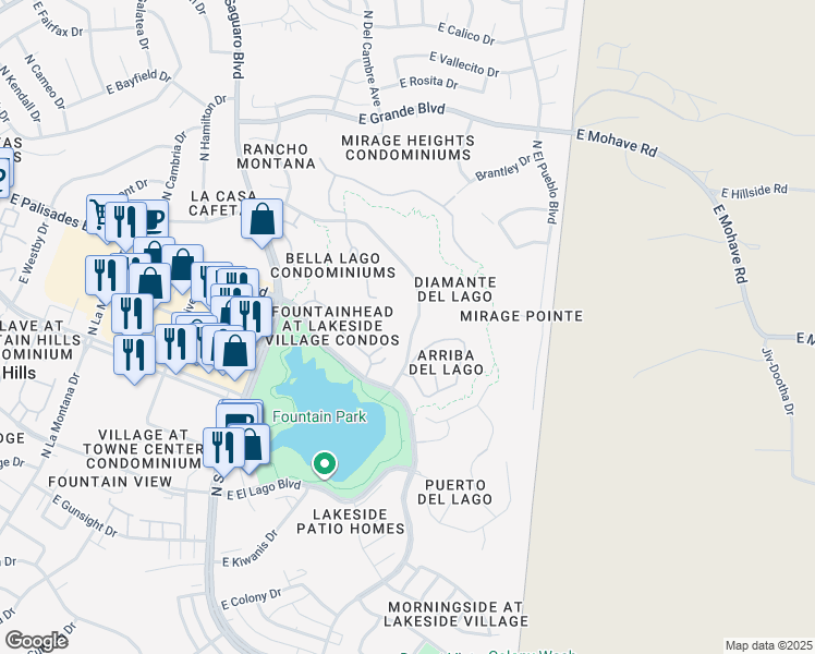 map of restaurants, bars, coffee shops, grocery stores, and more near 13204 Vista Del Lago in Fountain Hills