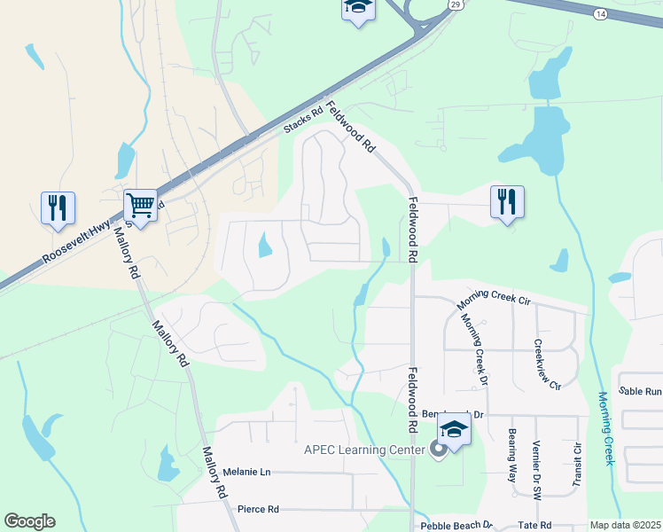 map of restaurants, bars, coffee shops, grocery stores, and more near 3929 Makeover Court in Atlanta