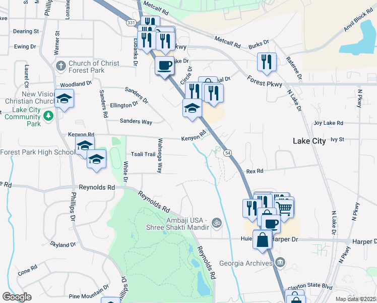 map of restaurants, bars, coffee shops, grocery stores, and more near 1364 Tsali Trail in Lake City