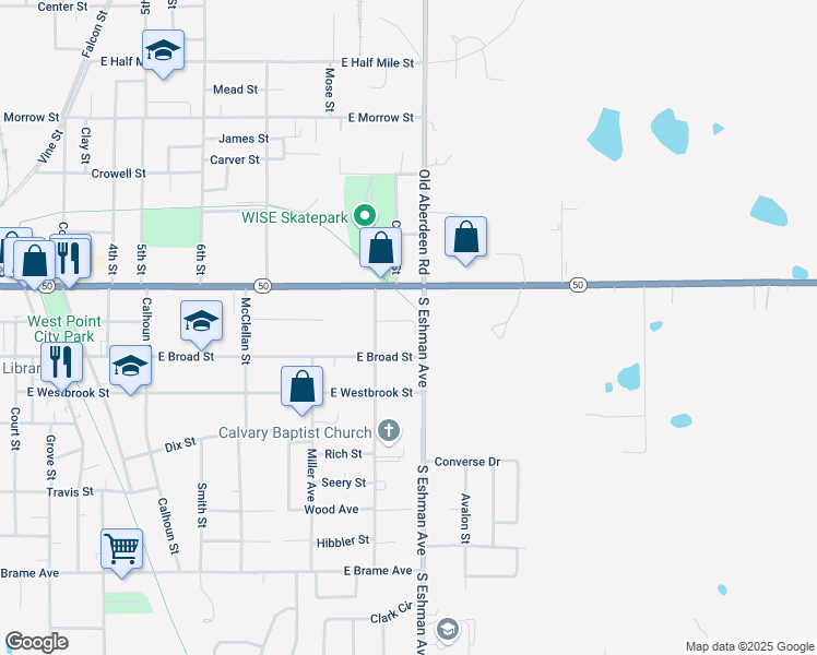 map of restaurants, bars, coffee shops, grocery stores, and more near 1163-1199 Durrett Cove in West Point