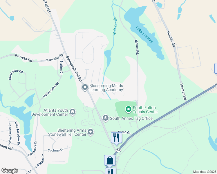 map of restaurants, bars, coffee shops, grocery stores, and more near 4938 Wexford Trail in Atlanta