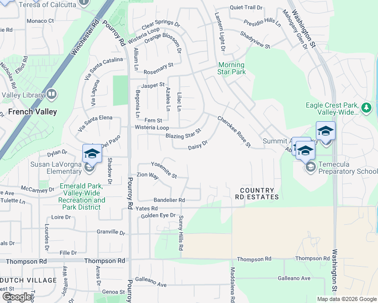 map of restaurants, bars, coffee shops, grocery stores, and more near 32213 Daisy Drive in Winchester