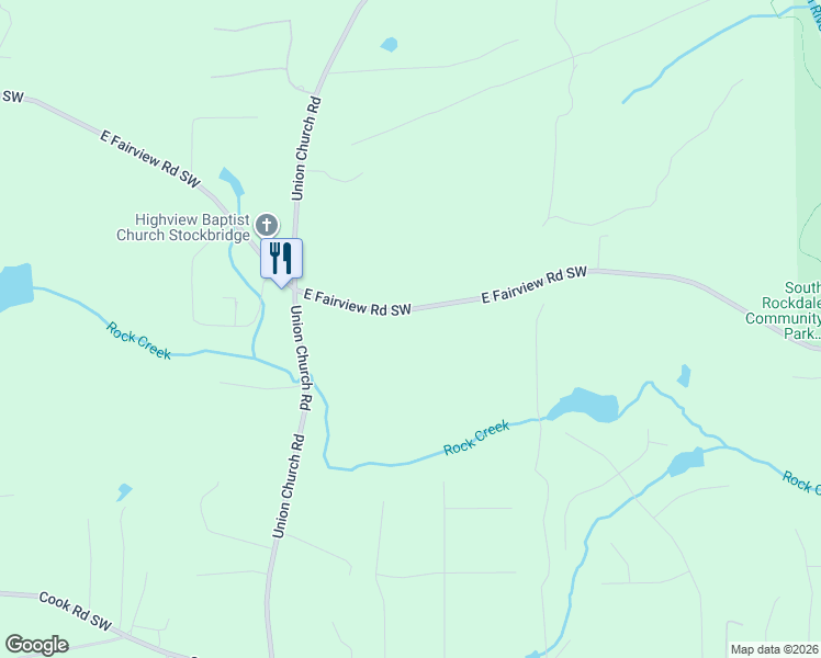 map of restaurants, bars, coffee shops, grocery stores, and more near 4470 East Fairview Road Southwest in Stockbridge