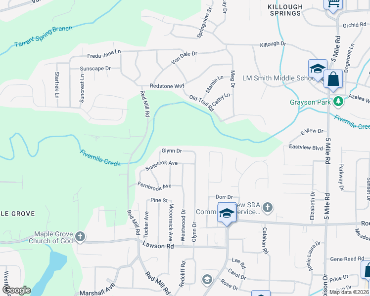map of restaurants, bars, coffee shops, grocery stores, and more near 373 Glynn Drive in Birmingham