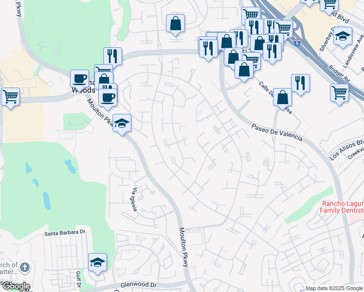 map of restaurants, bars, coffee shops, grocery stores, and more near 400 Avenida Castilla in Laguna Woods