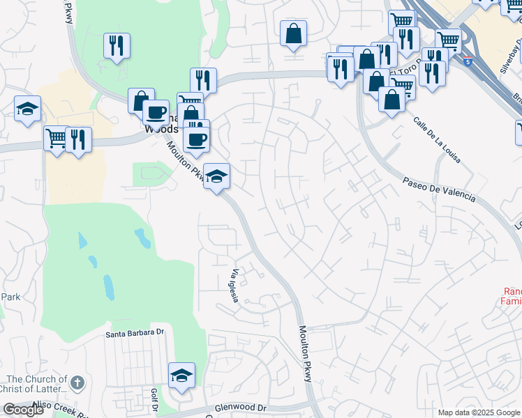 map of restaurants, bars, coffee shops, grocery stores, and more near 364 Avenida Castilla in Laguna Woods
