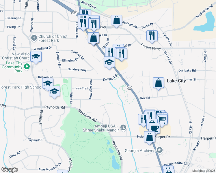 map of restaurants, bars, coffee shops, grocery stores, and more near 1364 Tsali Trail in Lake City