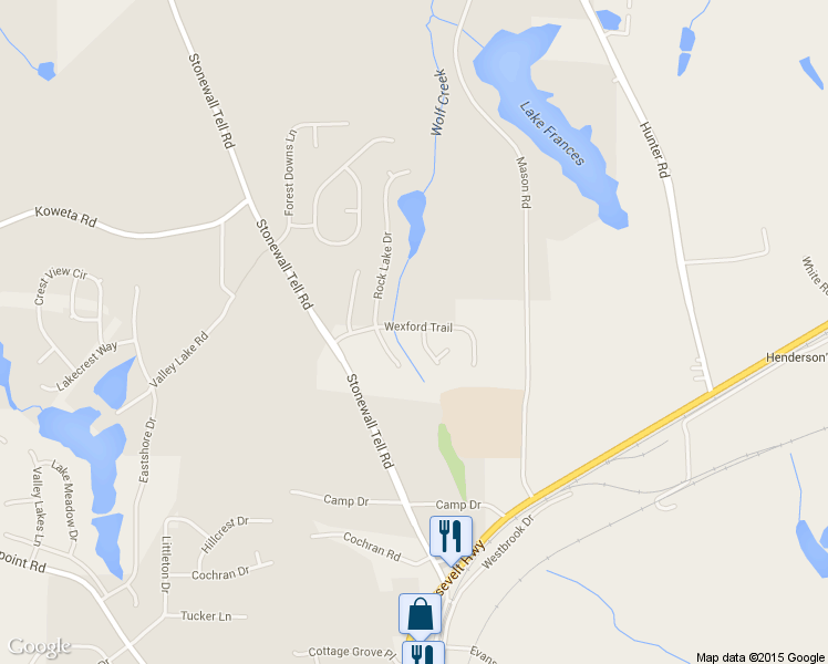map of restaurants, bars, coffee shops, grocery stores, and more near 4938 Wexford Trail in Atlanta