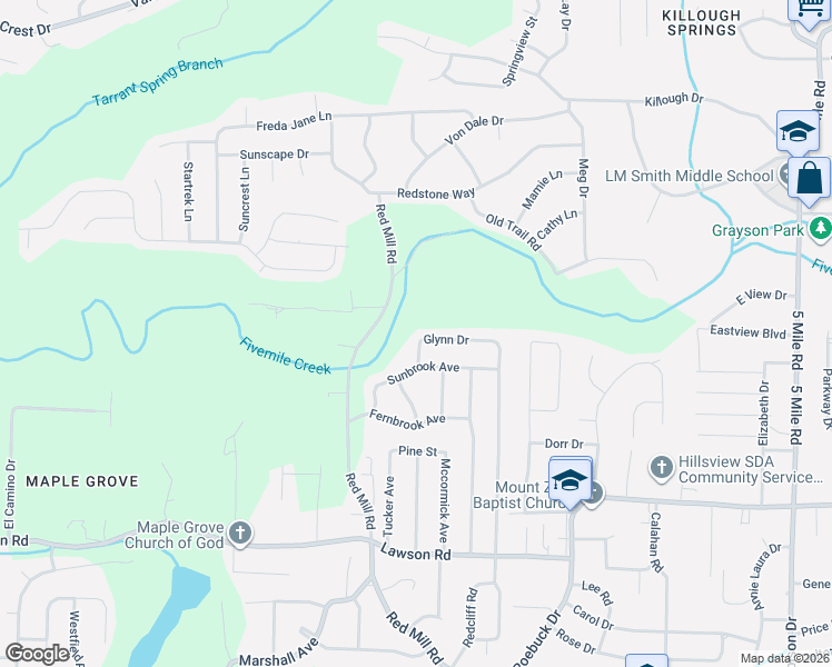 map of restaurants, bars, coffee shops, grocery stores, and more near 405 Glynn Drive in Birmingham