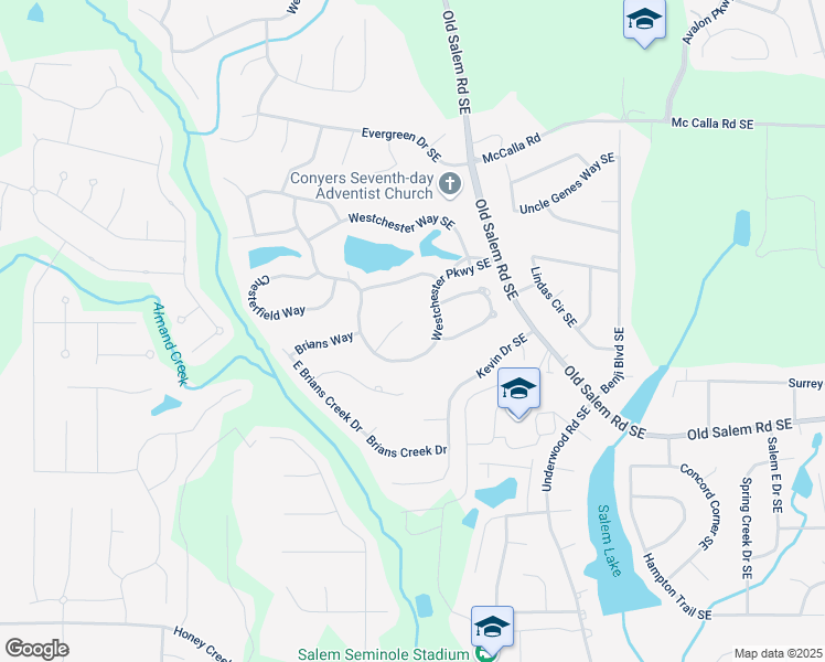 map of restaurants, bars, coffee shops, grocery stores, and more near 2507 Fairweather Court Southeast in Conyers
