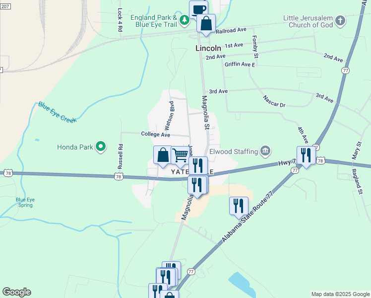 map of restaurants, bars, coffee shops, grocery stores, and more near 61 Gauldin Avenue in Lincoln