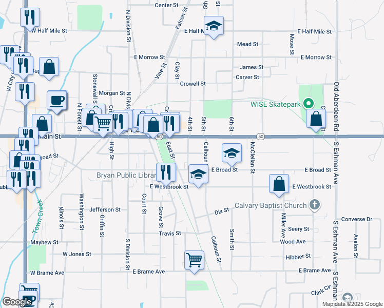 map of restaurants, bars, coffee shops, grocery stores, and more near 198 Mulberry Street in West Point