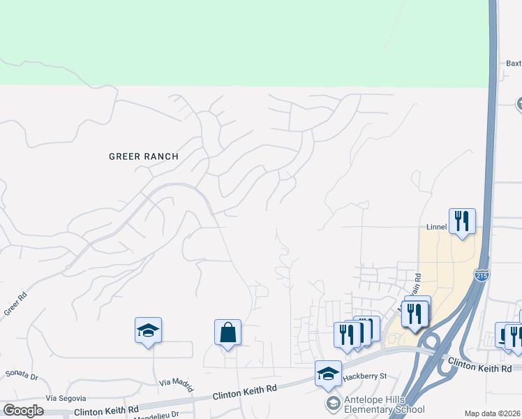 map of restaurants, bars, coffee shops, grocery stores, and more near 35667 Bowervine Place in Murrieta