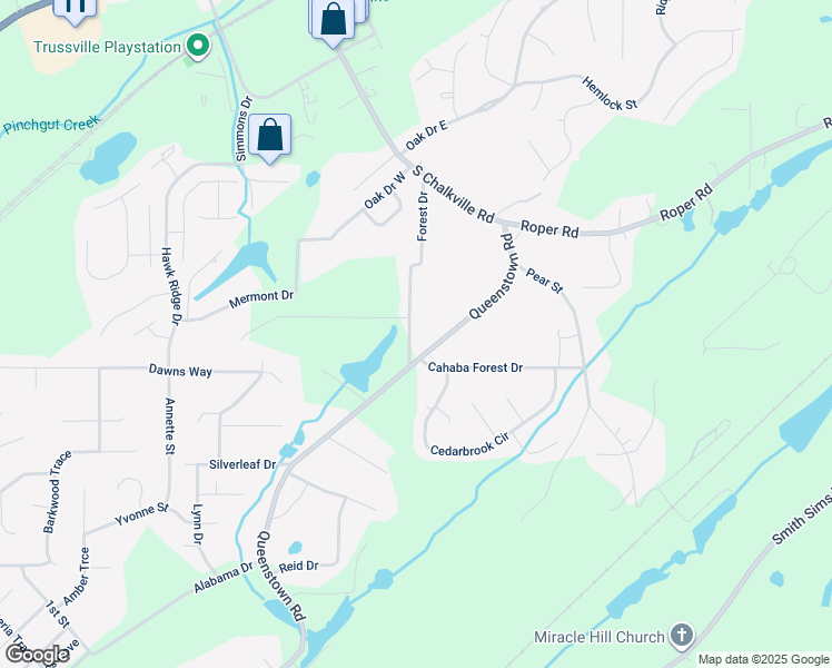 map of restaurants, bars, coffee shops, grocery stores, and more near 405 Forest Drive in Trussville