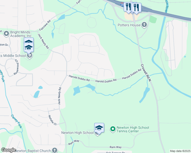 map of restaurants, bars, coffee shops, grocery stores, and more near 15 Silver Ridge Road in Covington